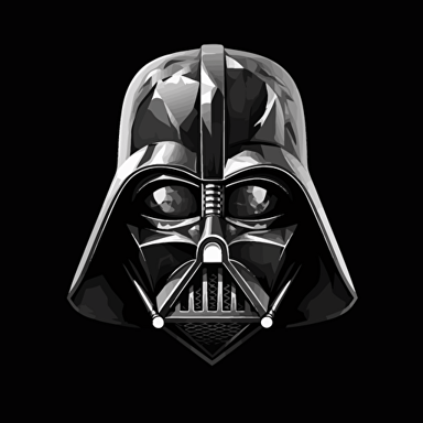 a vector logo iin high gloss black and white styled like darth vader