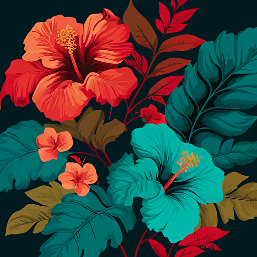 hibiscus vector pattern design, vibrant colors
