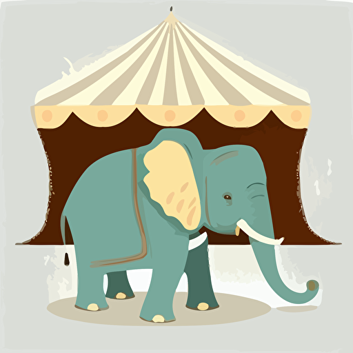 elephant in zoo, big, children's book disney style, flat colors, 2d, vector, white background