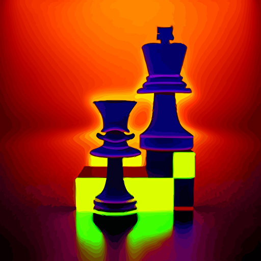 vintage instamatic photo queen chess piece coil neon lights resting glassware isometric 3d fantasy smooth 3d illustration cinematic matte painting soft render