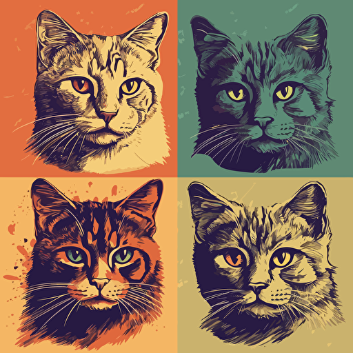 vector art style, various cats, in the style of Michael Parks