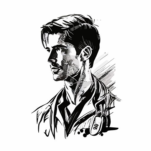 a simple sketch of a young medical doctor on white background, logo, vector