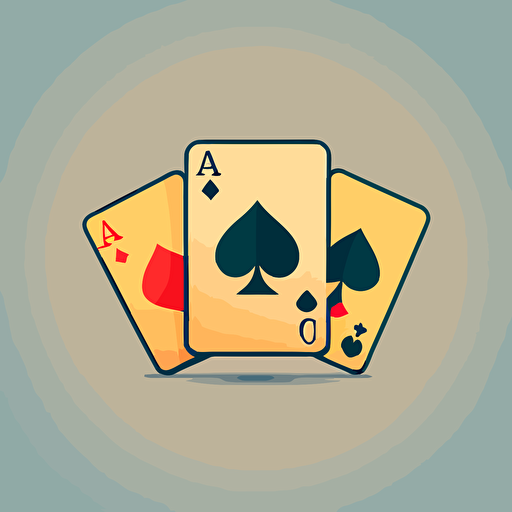 Cartoon Logo of 3 PlayingCards , minimalistic, Vector, Simple