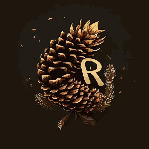 create a minimilist vector logo that looks like and ampersand using a pine cone