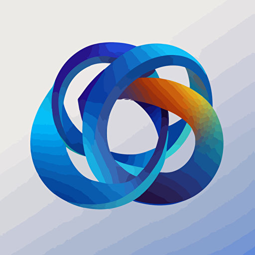 flat vector logo of borromean rings, blue gradient, simple minimal, by Ivan Chermayeff