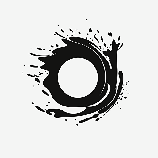 white rounded splash paint style logo, with transparent background, transparent center, flat, no details, vector