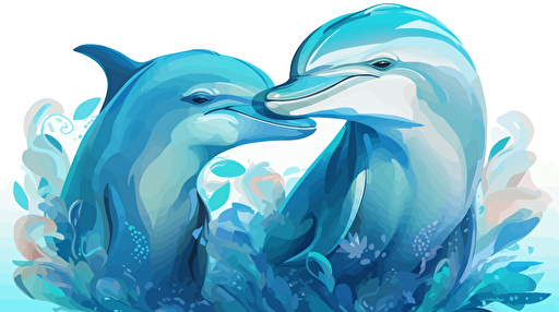 two dolphins in love, vibrant digital vector illustration.style by artgerm c 4 s500