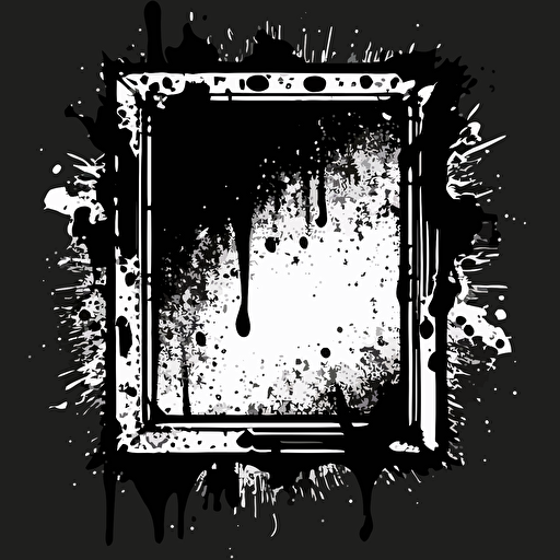grunge frame 2d art, black and white, vector
