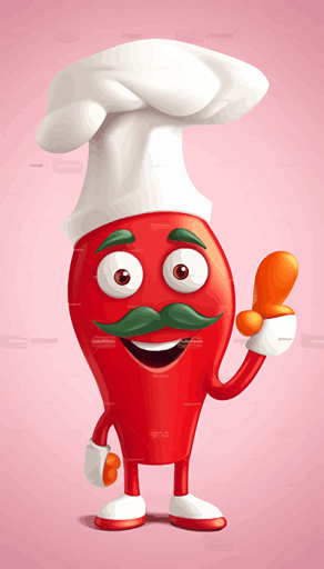cartoon chef chili pepper wearing chef hat holding up thumb stock vector, in the style of the helsinki school, visual puns, animated gifs, stock photo, highly detailed, light red, cultural references