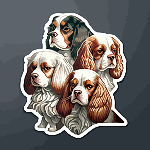 4 cavaliers vector art sticker