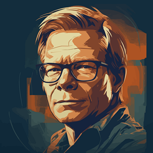 vector art style image of Steve Gustavson from Adobe, in the style of Michael Parks