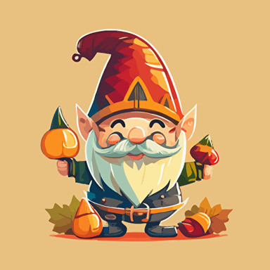 cartoon happy gnome thanksgiving vector style