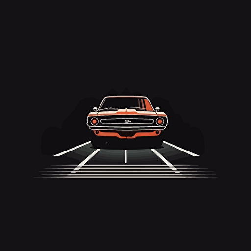 vector minimalistic logo of a muscle car on a road