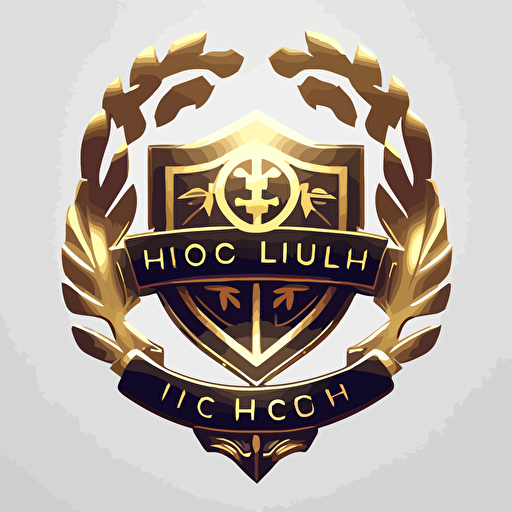 An emblem for a football club called Holy Glory Hunters. Initials HGH. Gold theme. Winners medal. Unreal Engine. White Background. Monochromatic colours. Simple. Modern. Vector logo. No Shadows.