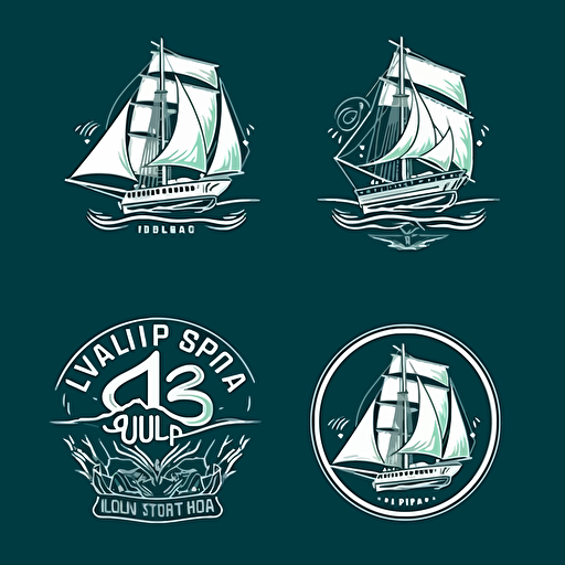 Set sail, unstoppable logo design number 4 designed as a sailing ship, vector 2d