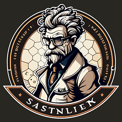 a mascot logo of a scientist, simple, vector