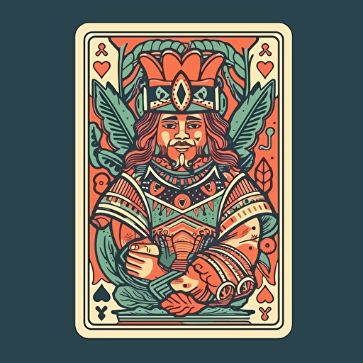 playing card king polynesian flat vector bright colours
