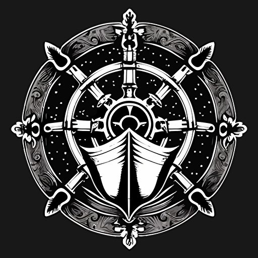 ship helm, symbol, svg, vector art, black and white, transparent background