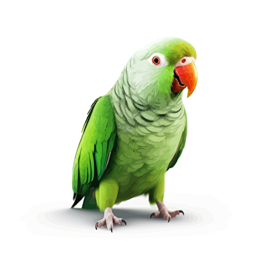 Quaker Parrot bird looking straight in the camera, white bg, vector