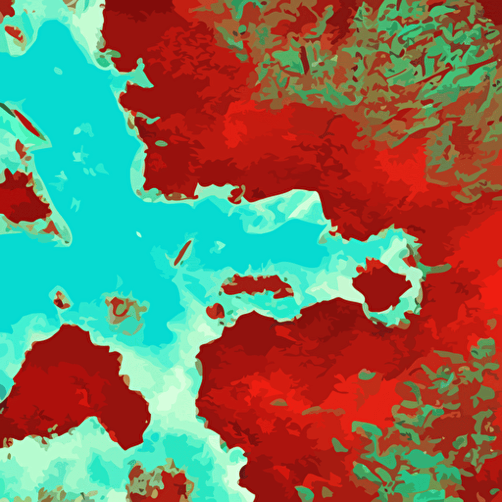 hyperrealistic landsat underwater image organic shapes detailed 4k vector award winning dark red colors