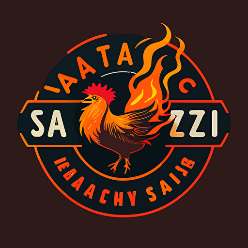 clean logo for a nashville style chicken spot, vector logo , vibrant colors, sprices, flaming hot, name of spot is zaka s 550 v 5