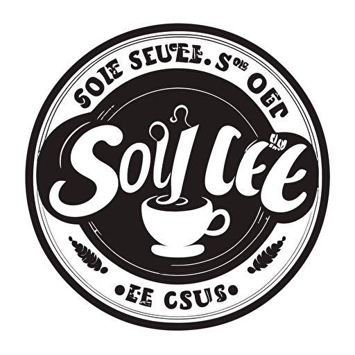 a coofee shop logo with the text "Su" Round Coofee Shop Logo letters, simple black and white, 2d, vectorized