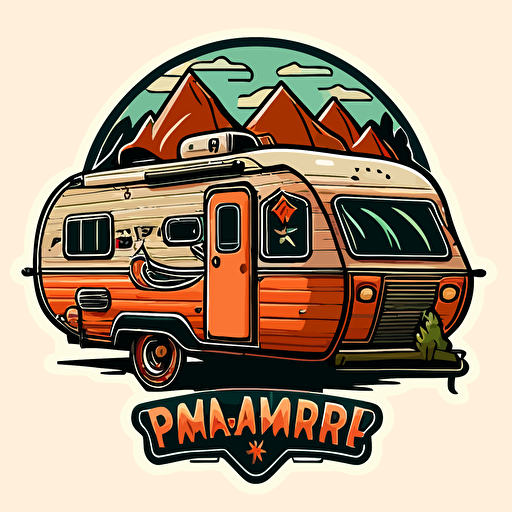 simple vector illustration of RV Camper, logo.