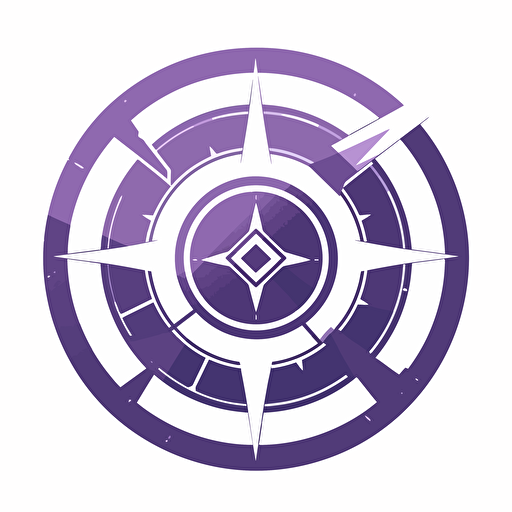 circular vector icon, white background, magical purple dagger
