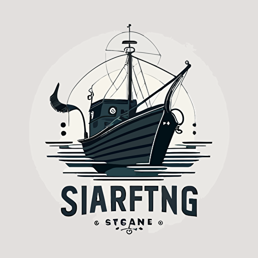 design logo fishing front od ship simple vector minimalist