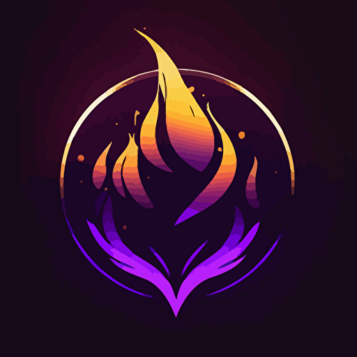 fire in a minimalist logo design, vector art, rounded, crypto, purple