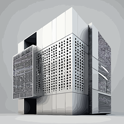 Tecnology of Ventilated Facade, scheme, medium contrast, no burn highlights, flat white background, octane render, v-ray , vector art,