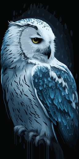 minimalistic logo of snow owl, flat art vector:: blue::1 silver color::1