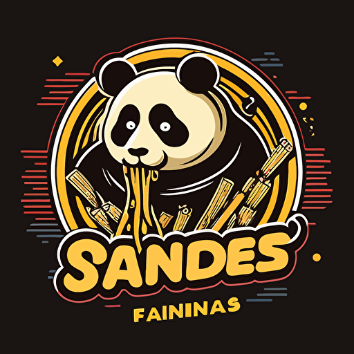 logo similiar to Panda Express with panda and noodles 2d color vector flat