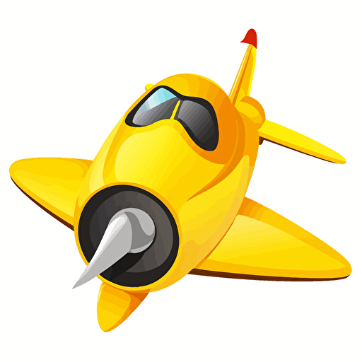 vector image of a yellow plane with the shape of a bird, cartoon