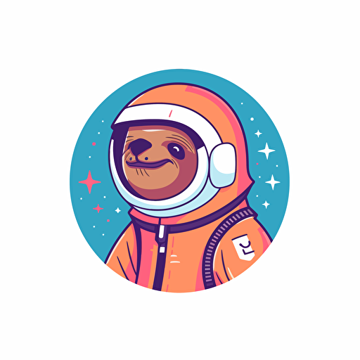 colorful logo for an AI company. Of a sloth astronaut, flat vector, minimalistic, simplistic, icon. high quality. beautiful