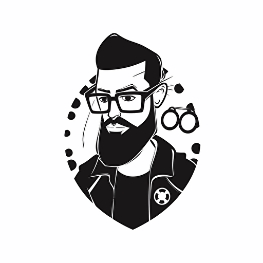 CodeWaPoly, vector art logo design, cartoonistic, black color