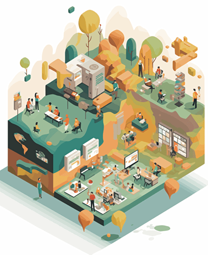 Realismus vector of a learning environment that looks like a Minetest world and inspires and motivates learners