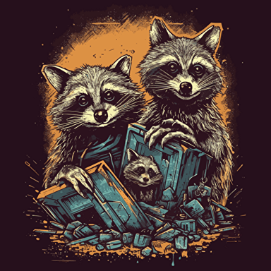 Demonic Killer Racoons from the dumpster,Horror, VHS Horror, VHS, Sticker, 80s vhs cover, 80s horror comic art, Vector