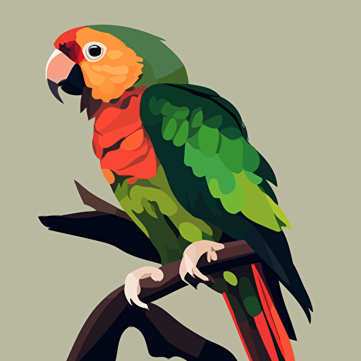 A Stochastic Parrot, flat design, vector art