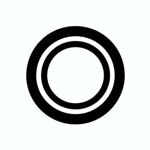 a logo black and white, very introverted, circle, simple vector, illustrator, white background, full HD