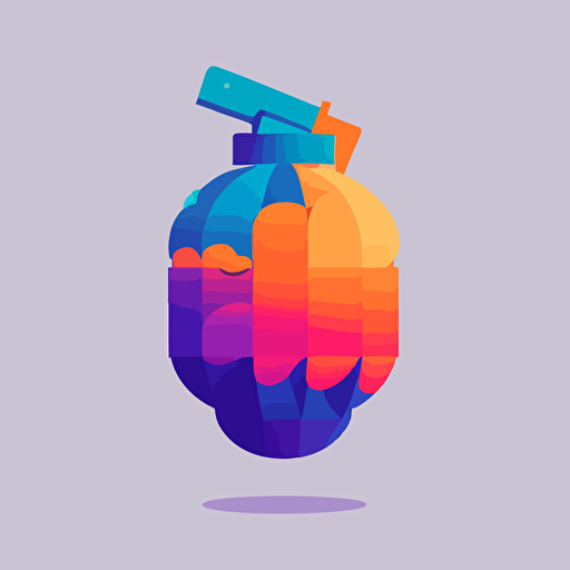 flat vector logo of grenade, blue purple orange gradient, simple minimal, by Ivan Chermayeff
