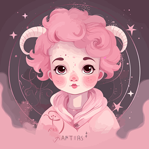 illustration for child, vector, pink, aries astrology baby 6144x6144