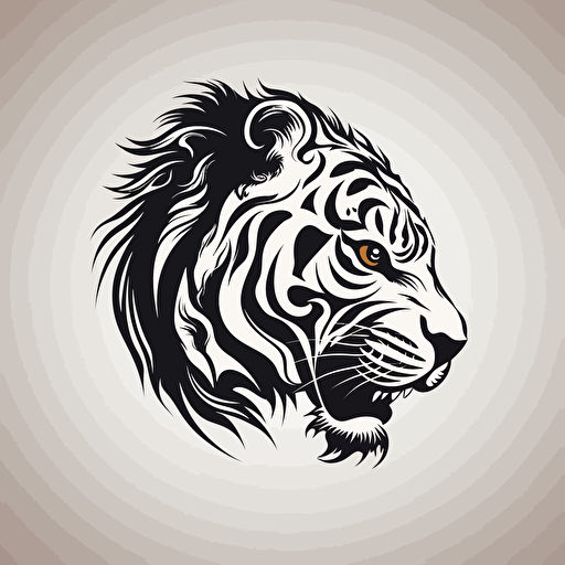 left profile of tiger, scary logo, artistic, vector, black outline