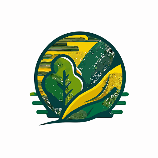Flat vector logo of a fabric, green and yellow, trending on Dribble