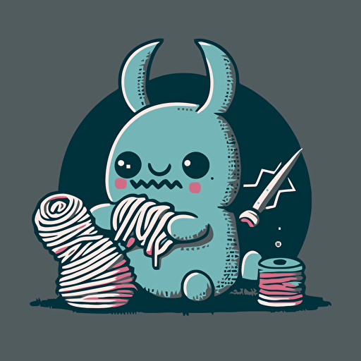 simple vector logo of a torn bunny creature knitting a sock