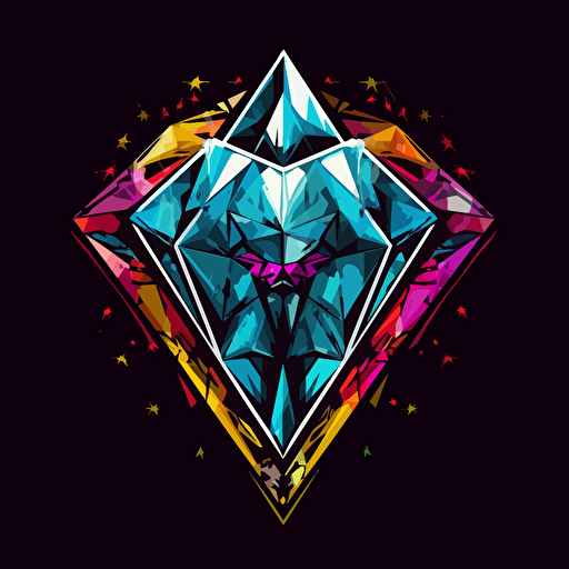 high resolution vector logo of a rock band in a diamond shaped logo. Bright colors.