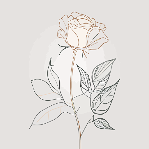 one line rose flower bud minimalism drawing vector illustration floral art design
