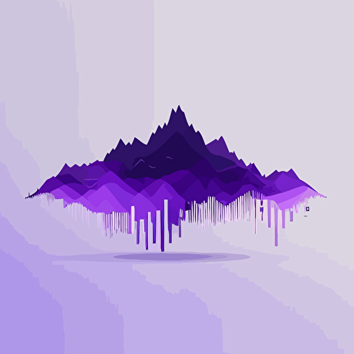 flat vector logo of mountine mixed with Frequency audio waveform, purple pallet, simple minimal,