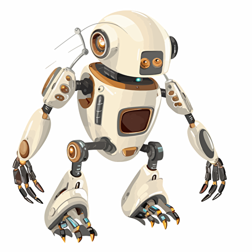 a friendly robot, white background, in the style of vector art,