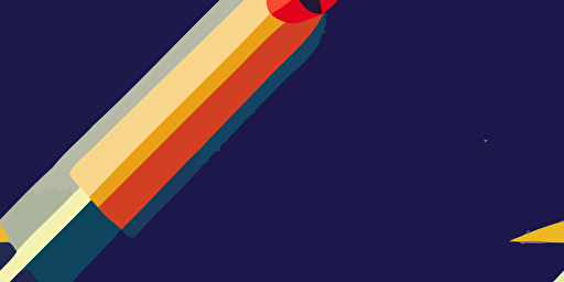 a vector style rocket ship flying through the night sky